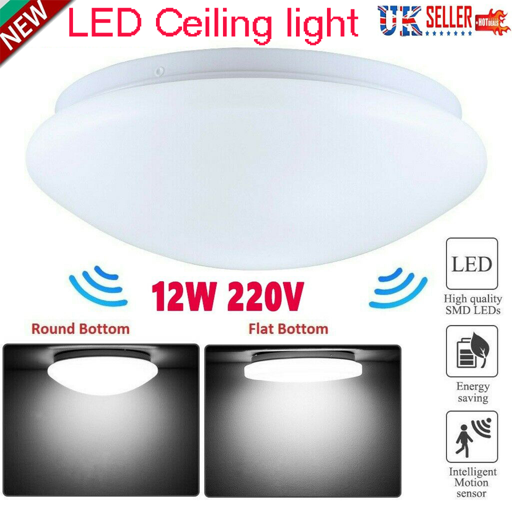 12w Bright Radar Pir Motion Sensor Porch Bathroom Led Ceiling