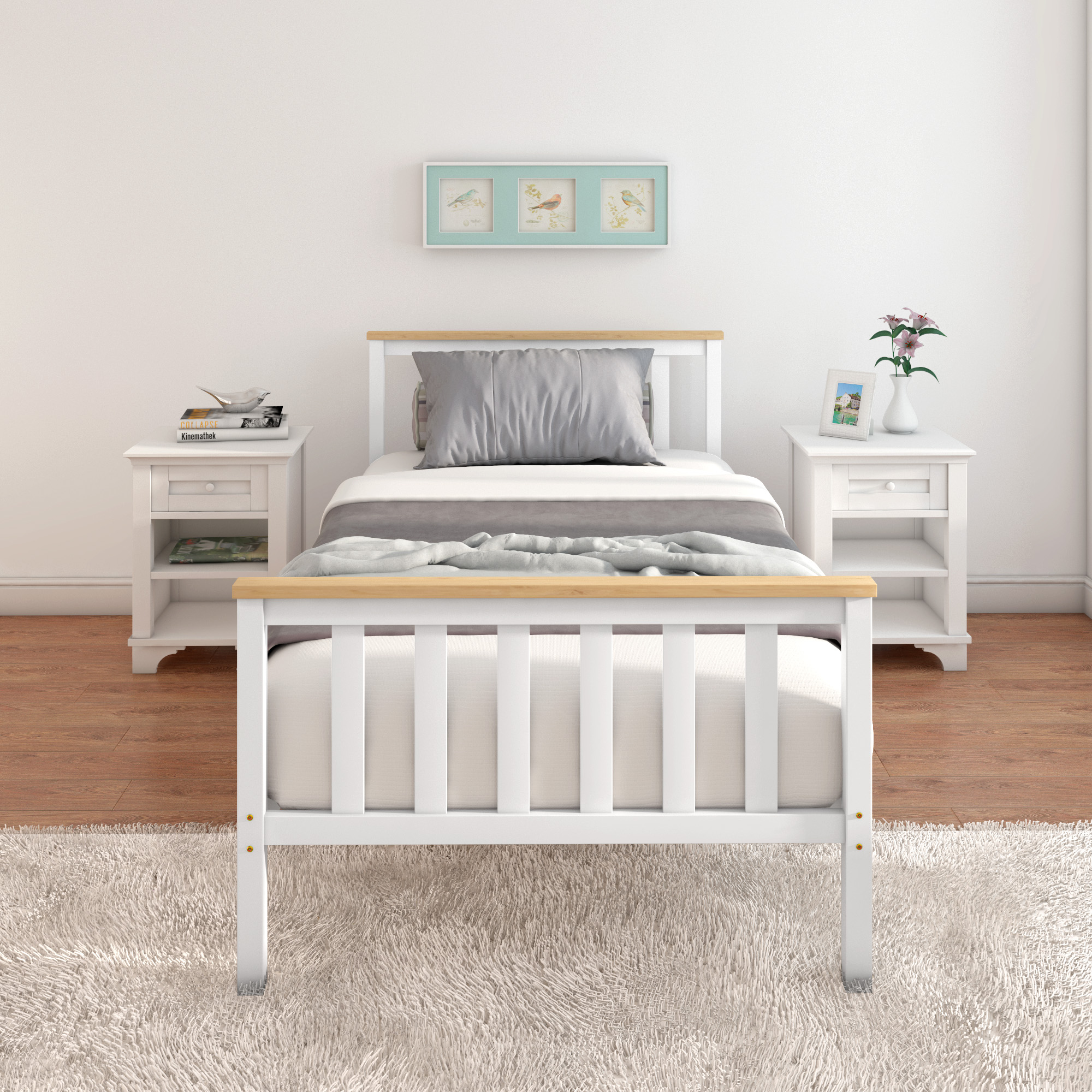 Solid Wood 3ft Single Wooden Bed Frame Bedroom Slatted Bedstead for Kid Adult UK eBay