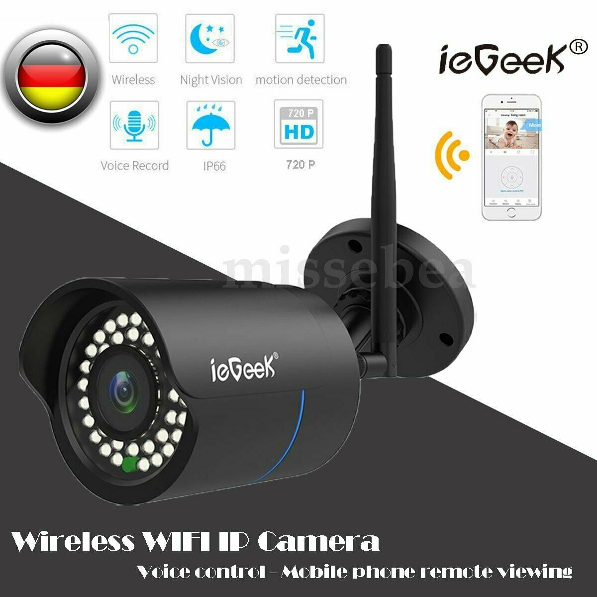 ieGeek 1080P WIFI IP KAMERA NETZWERK WLAN AUßEN